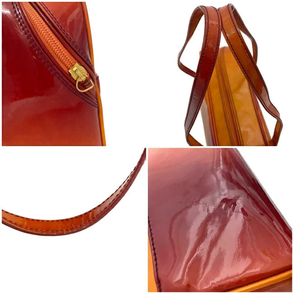 Dior Boston Vernis Bag Christian Orange Zipper Red Enamel Gradient Patent - Picture 6 of 10